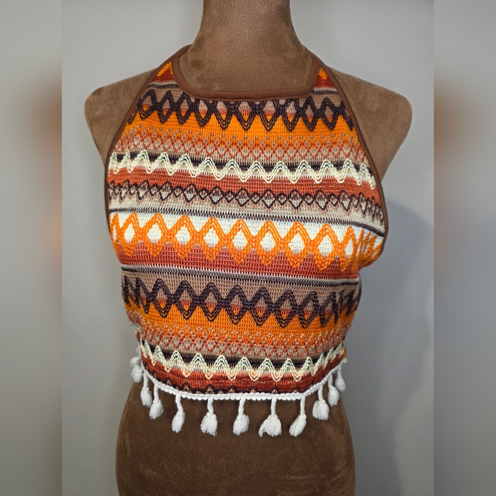 Bohemian Knit Halter Top - Multicolor
